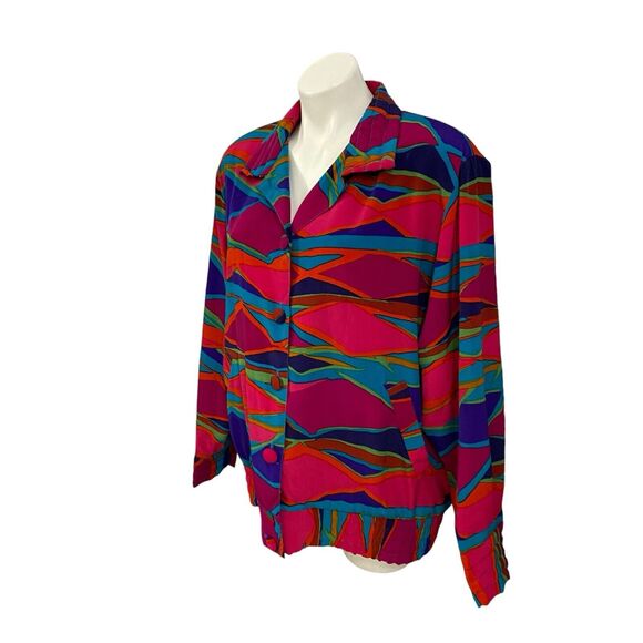 Tan Jay Blazer Womens 10 Vintage Jacket Work Office Casual Festival 90s Art - Picture 12 of 16